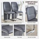 A set of 4 dining chairs, gray dining chair set, PU material patterned high backrest seats and sturdy leg chairs, suitable for restaurants, kitchens, and living rooms.