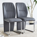 A set of 4 dining chairs, gray dining chair set, PU material patterned high backrest seats and sturdy leg chairs, suitable for restaurants, kitchens, and living rooms.