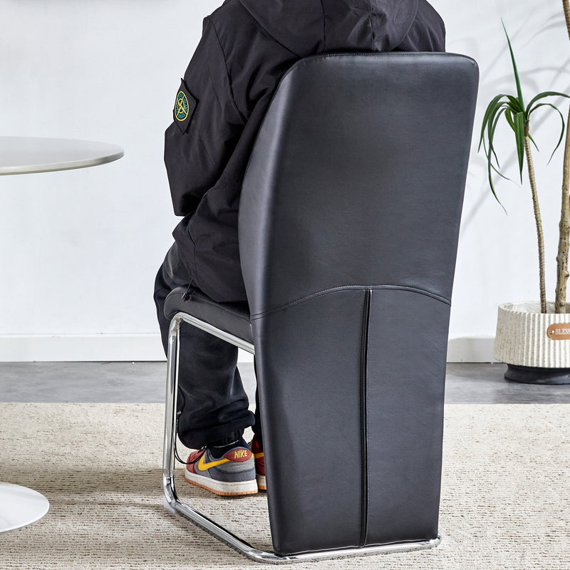 A set of 4 dining chairs, black dining chair set, PU material high backrest seats and sturdy leg chairs, suitable for restaurants, kitchens, and living rooms