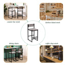Gray Set of 2 Hand Weave Bar Stools with Back