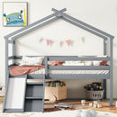 Twin Low Loft House Bed with Slide