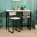 Gray Set of 2 Hand Weave Bar Stools with Back