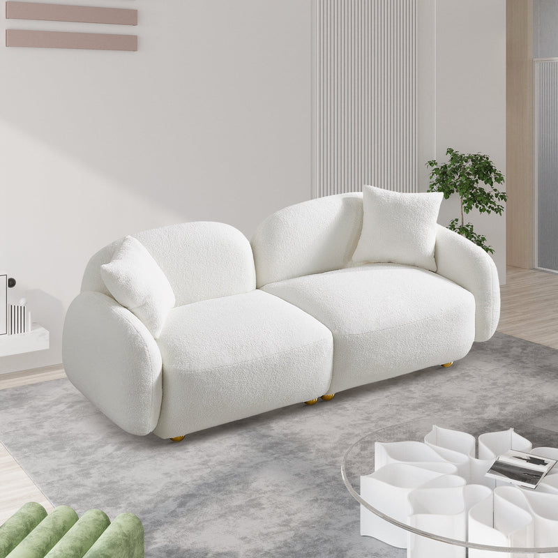 77.95" Cozy Teddy Fabric Sofa - Luxurious Plush Upholstered Couch for Ultimate Comfort and Style