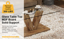 A modern minimalist style coffee table. Transparent tempered glass tabletop with wooden MDF columns. Suitable for living room and dining room. CT-V