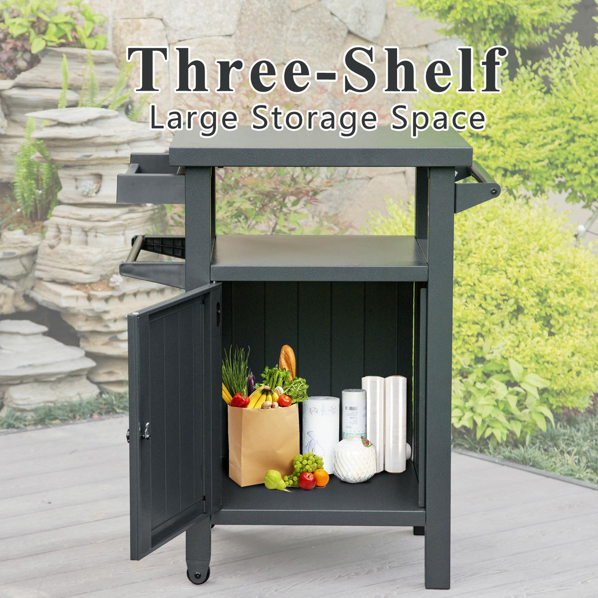 Grill Carts Outdoor with Storage and Wheels, photo 2 of 6