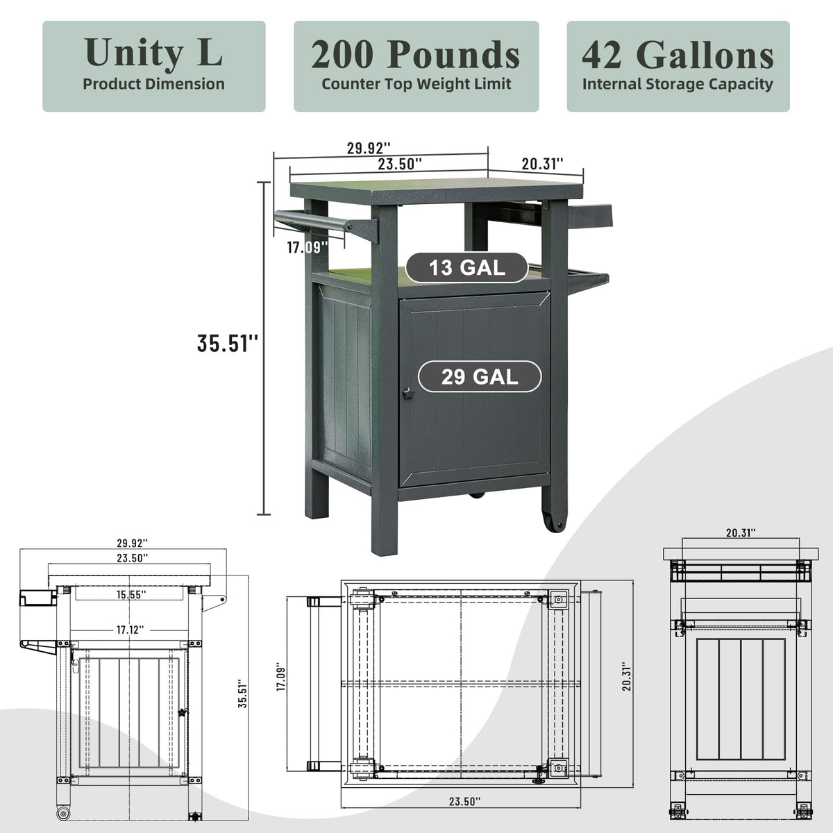 Grill Carts Outdoor with Storage and Wheels, photo 6 of 6