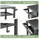 3-Shelf Outdoor Grill Table with Wheels and Propane Tank Hook by HouseOfZazla