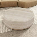 39.37" Faux MARS Pattern Coffee Tables for Living Room Round Tea Faux Travertine Textured table for Living Room, No Need Assembly.