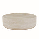 39.37" Faux MARS Pattern Coffee Tables for Living Room Round Tea Faux Travertine Textured table for Living Room, No Need Assembly.