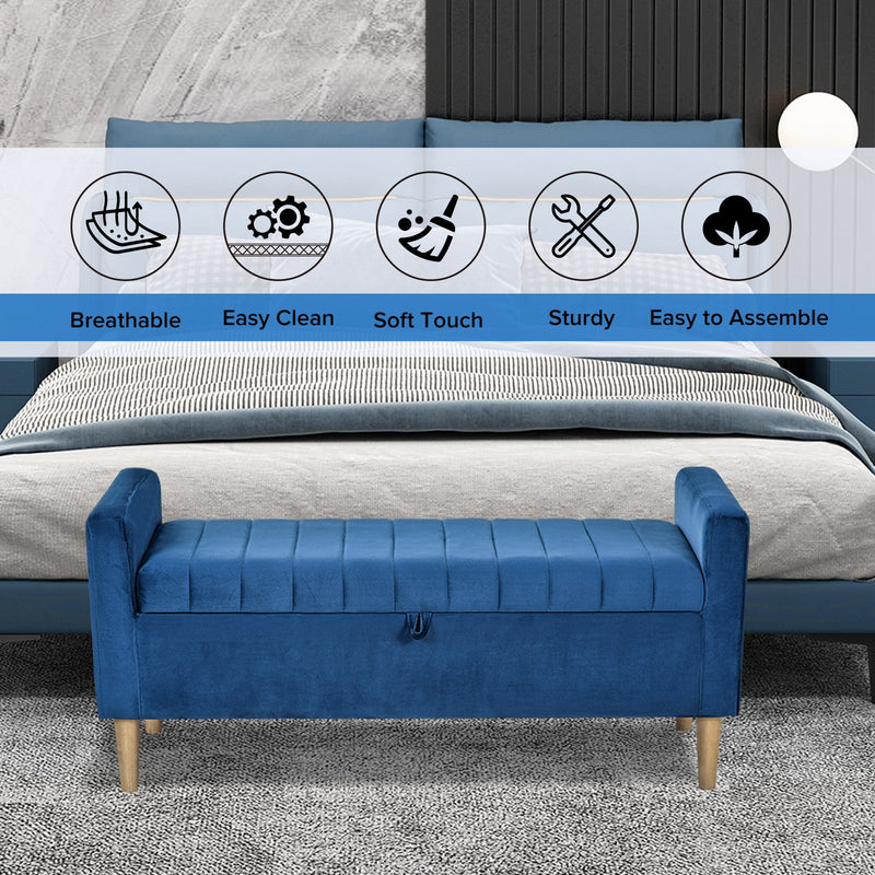 48" Storage Ottoman Bench, Bench with Storage, for Entryway, Bedroom, Living Room