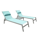 Patio Chaise Lounge Set of 3 with Side Table, Aluminum Adjustable Recliners by HouseOfZazla