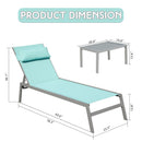 Patio Chaise Lounge Set of 3 with Side Table, Aluminum Adjustable Recliners by HouseOfZazla