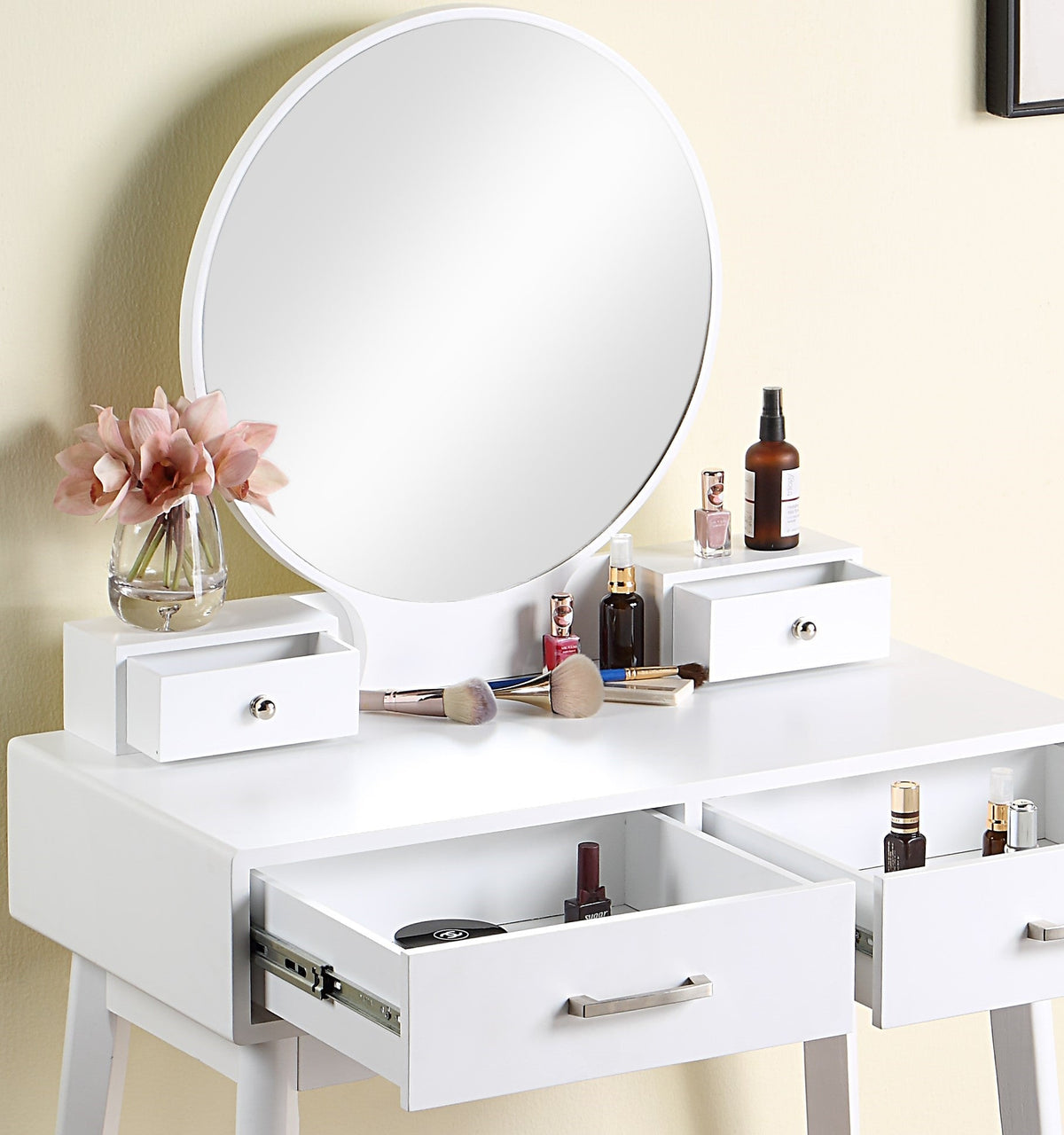Liannon Contemporary Wood Vanity and Stool Set, photo 5 of 6