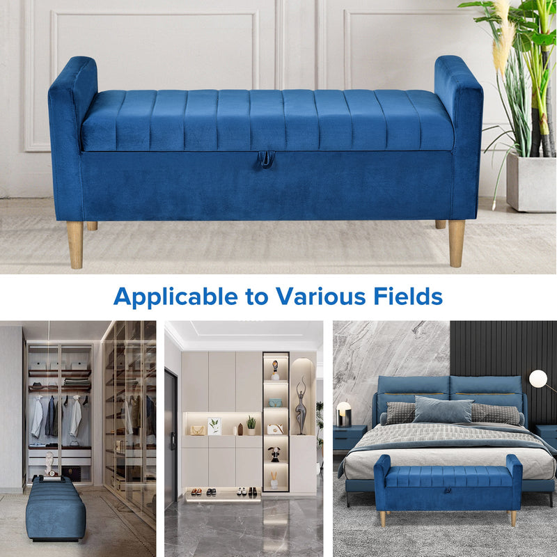 48" Storage Ottoman Bench, Bench with Storage, for Entryway, Bedroom, Living Room