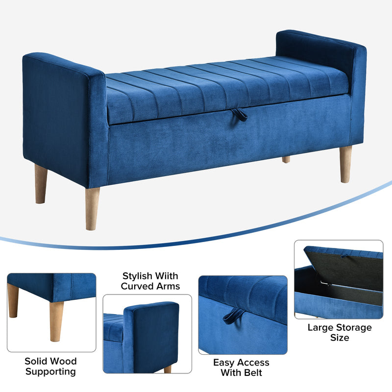 48" Storage Ottoman Bench, Bench with Storage, for Entryway, Bedroom, Living Room