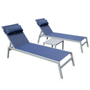 Patio Chaise Lounge Set of 3 with Side Table - Navy Blue by HouseOfZazla