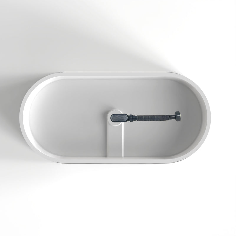 65 Inch Freestanding Solid Surface Soaking Bathtub, photo 9 of 10