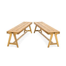 Outdoor Dining Benches (Set of 2) - Acacia Wood with Teak Finish by HouseOfZazla