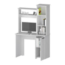 White 3-Tier Storage Shelves Computer Desk