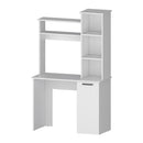 White 3-Tier Storage Shelves Computer Desk