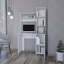 White 3-Tier Storage Shelves Computer Desk