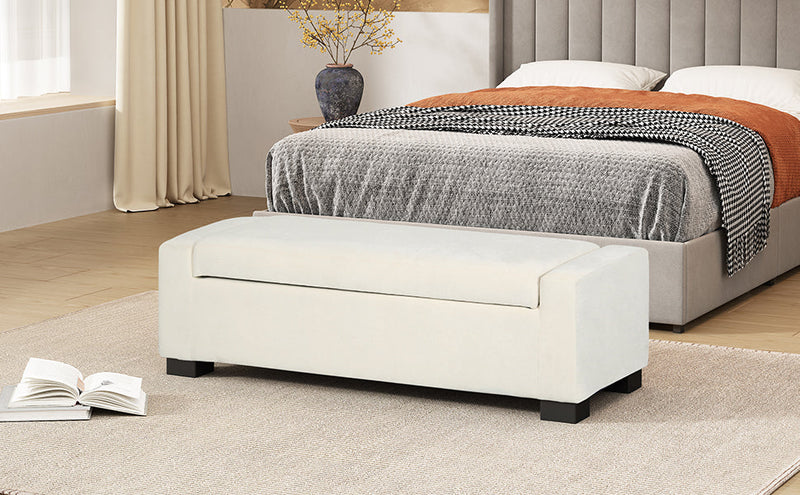50" Ottoman Bench in Textured Fabric with Hidden Storage, photo 2 of 10