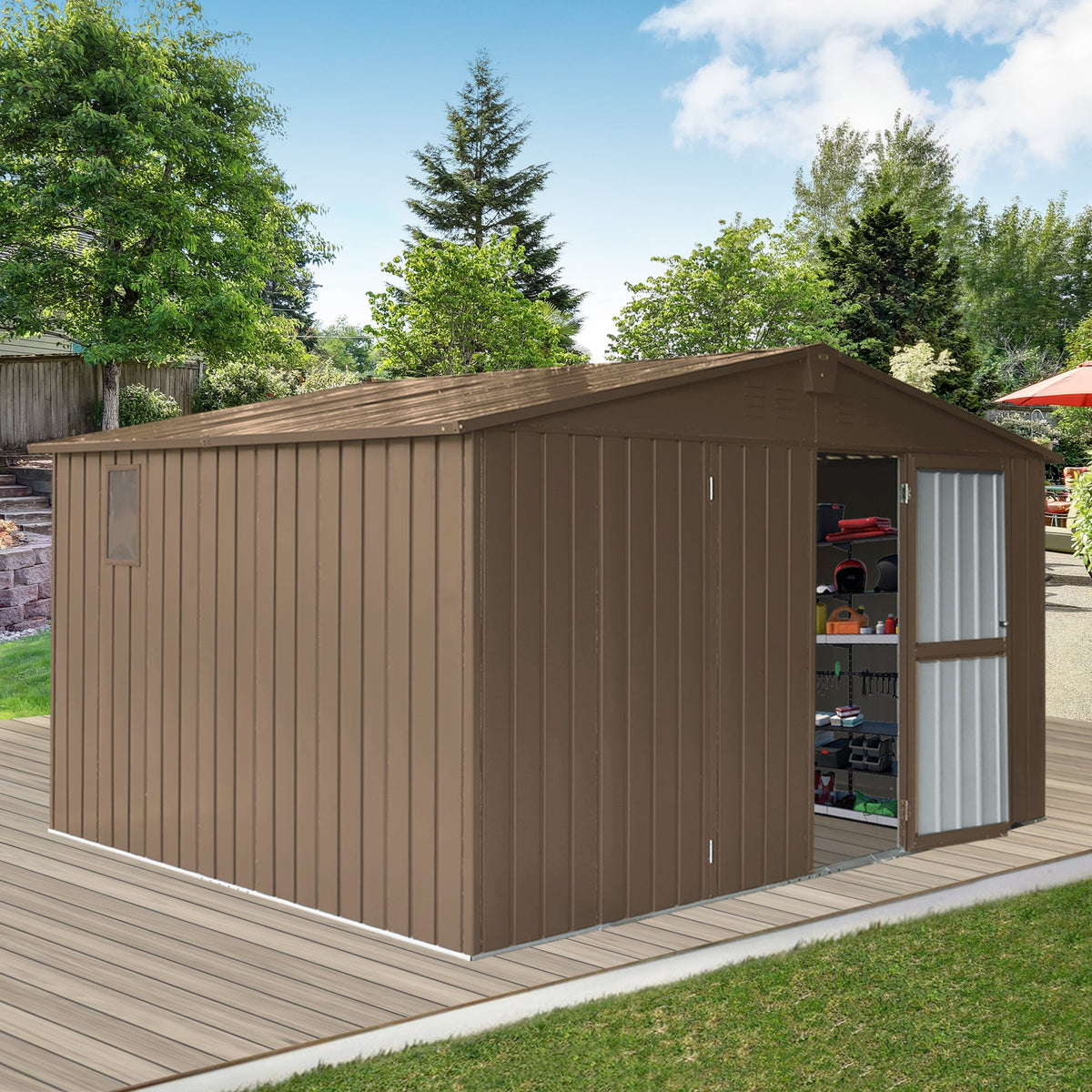 Backyard Storage Shed 11'x9' with Galvanized Steel Frame & Lockable Door, photo 2 of 7