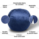 Minky Velvet Bean Bag Chair - Navy 5ft Plush Floor Chair