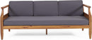 Aston Outdoor Acacia Wood 3 Seater Sofa Chat Set with Ottoman