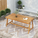Modern Outdoor Dining Table with Acacia Wood and Teak Finish by HouseOfZazla