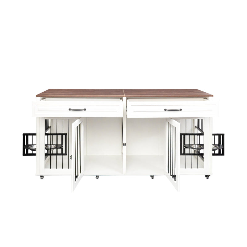 Heavy duty dog cage, suitable for medium to large dogs, furniture style cage, with double door pet house wooden cage, modern dog house furniture room