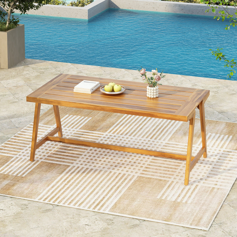Modern Outdoor Dining Table with Acacia Wood and Teak Finish, photo 5 of 10