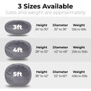 Minky Velvet Bean Bag Chair - Grey 5ft Plush Floor Chair