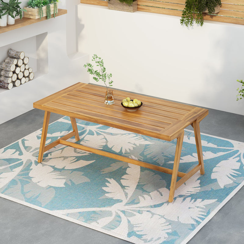 Modern Outdoor Dining Table with Acacia Wood and Teak Finish, photo 4 of 10