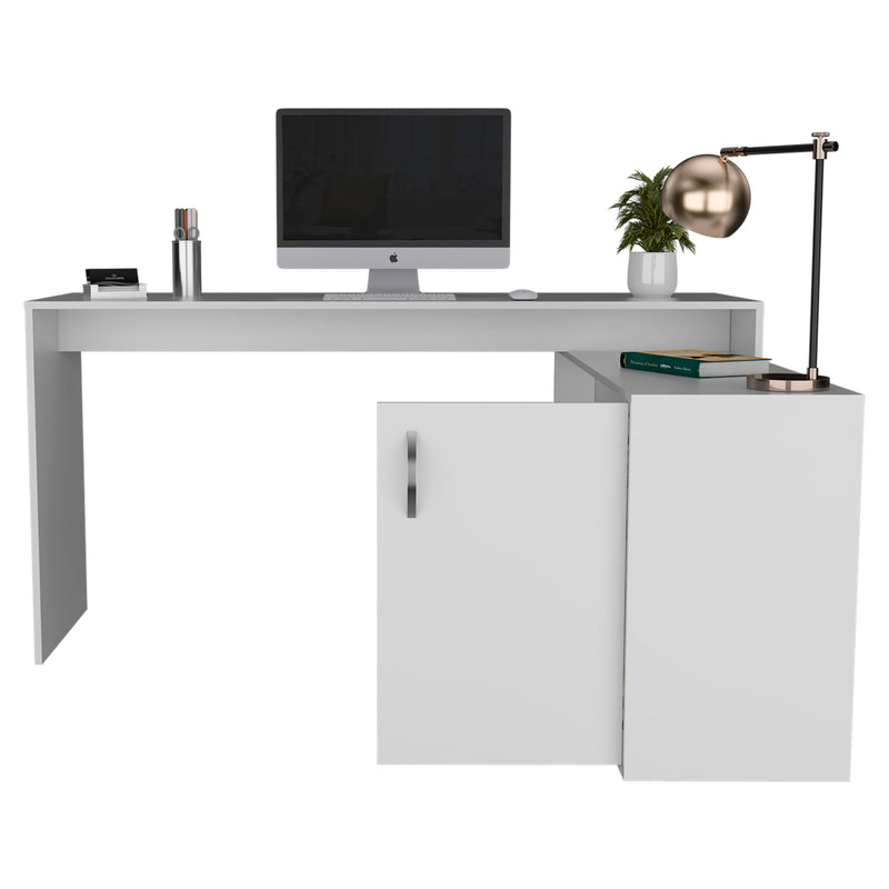 Axis Modern L-Shaped Computer Desk with Open & Closed Storage - White, photo 5 of 5