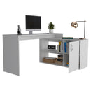 Axis Modern L-Shaped Computer Desk with Open & Closed Storage - White