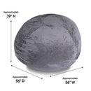 Minky Velvet Bean Bag Chair - Grey 5ft Plush Floor Chair