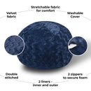 Faux Fur Bean Bag Chair - Navy 3ft