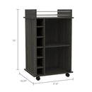 Dukat Bar Cart, Two Shelves, Six Built-in Wine Rack - Espresso