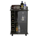 Dukat Bar Cart, Two Shelves, Six Built-in Wine Rack - Espresso