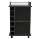 Dukat Bar Cart, Two Shelves, Six Built-in Wine Rack - Espresso