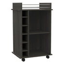 Dukat Bar Cart, Two Shelves, Six Built-in Wine Rack - Espresso