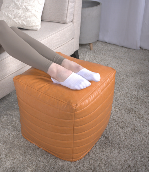 Candy Contemporary Faux Leather Square Pouf, photo 3 of 7