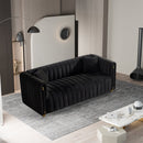 79.92" Modern Vertical Channel Tufted Velvet Sofa,Comfortable Sofa for Living Room-Black