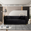 79.92" Modern Vertical Channel Tufted Velvet Sofa,Comfortable Sofa for Living Room-Black
