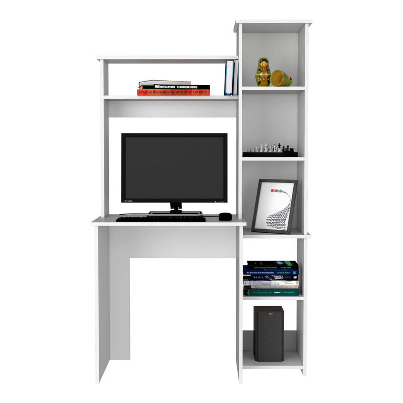 Versalles Writing Desk, Two Superior Shelves, Five Cubbies - White, photo 5 of 6