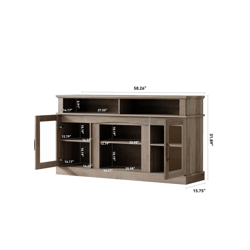 58 Inch TV Stand with Storage Cabinet and Shelves, TV Console Table Entertainment Center for Living Room,Bedroom