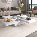 Square Marble Veneer Coffee Table with Sliding Top