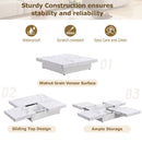 Square Marble Veneer Coffee Table with Sliding Top