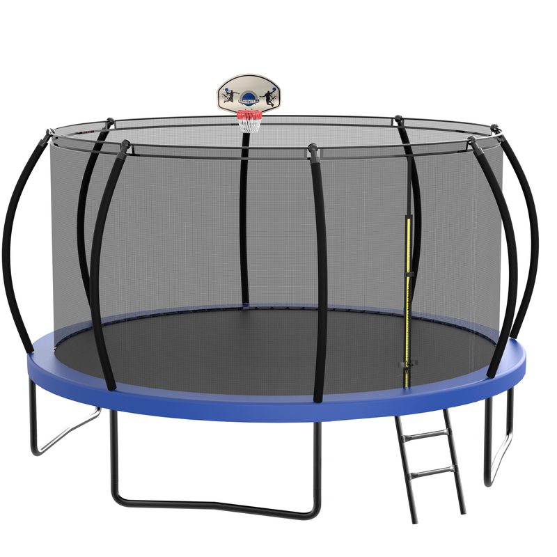 12FT Recreational Trampoline with Enclosure for Kids Adults, ASTM Approved, Outdoor Trampoline with Wind Stakes and Ladder for Kids Apex Series,12FOOT Trampoline